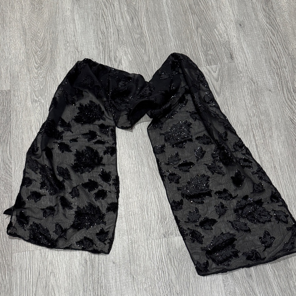 Elegant Black Floral Scarf